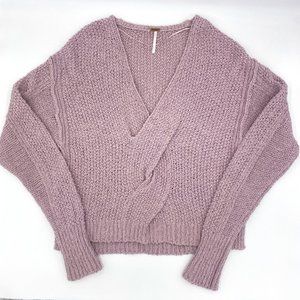 Free People Coco Lavender Cropped  V Neck Sweater